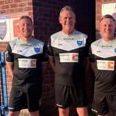 From left are Liam Wilson (fitness coach), Derrick Nuttell (coach), Bunce and Lori Borbely (assistant).