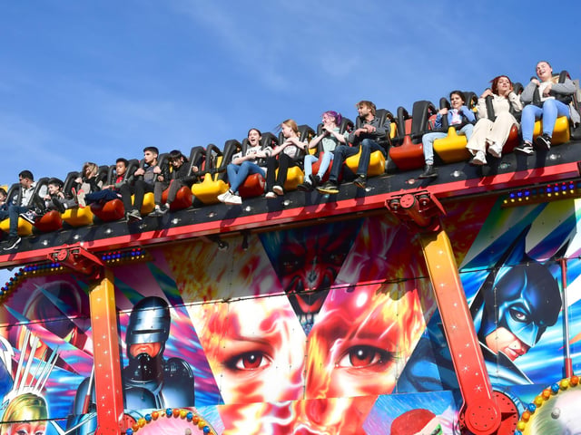 One of the fairground rides at Boston's Central Park.
