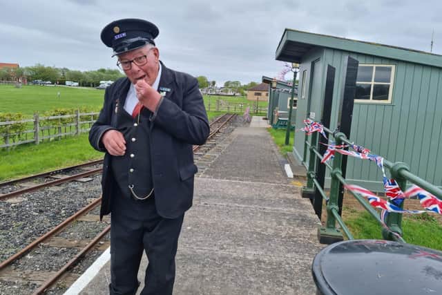 All aboard - volunteer Chris Bates of the Lincolnshire Light Railway.