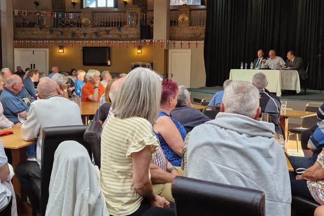 A packed Sun Castle for public meeting to save the North Parade Bowling Greens.