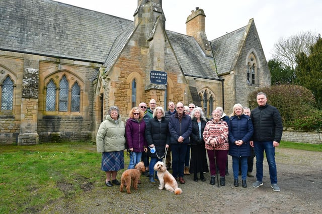 Residents outside Algarkirk Village Hall, a Grade 2 listed building near the proposed site.