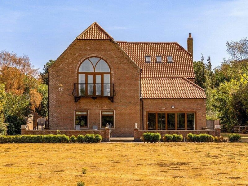 The rear of the home.