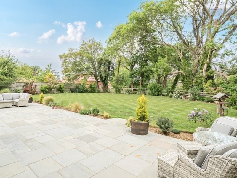A section of the rear patio and garden.