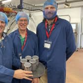 ​L-R: Andrew Ward, Prof Eric Holub and Justin Burton from crop advisors Agrii.