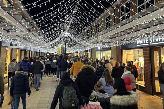 A busy shopping mall at Springfields Deisgner Outlet