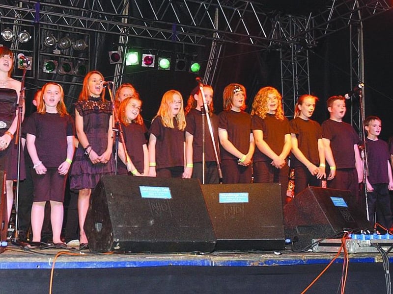 Guest school children join Boston Youth Jazz Orchestra.
