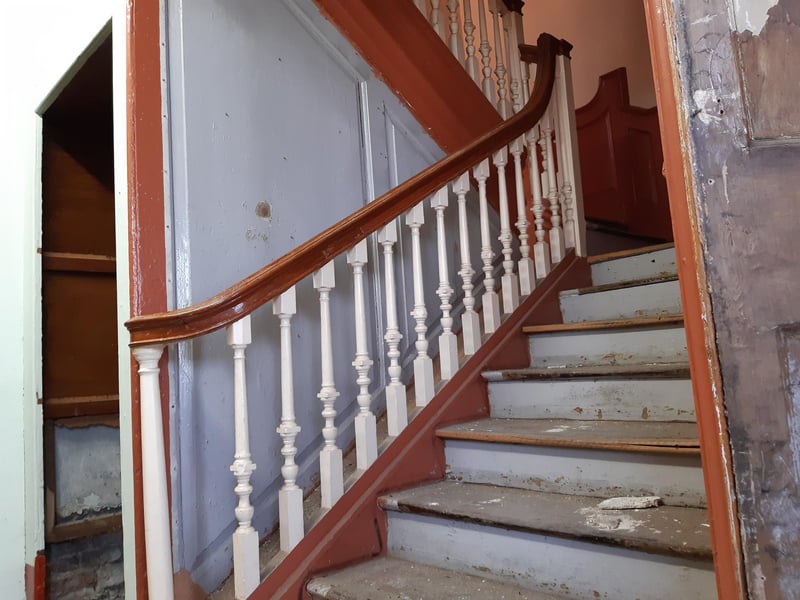 The only part of the interior mentioned on the building's Grade II listing - the turned baluster staircase.
