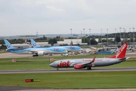 Planes at Birmingham Airport, today (Tuesday, August 29).  Airports have warned disruption will continue into today despite the air traffic control glitch being fixed. Photo: SWNS