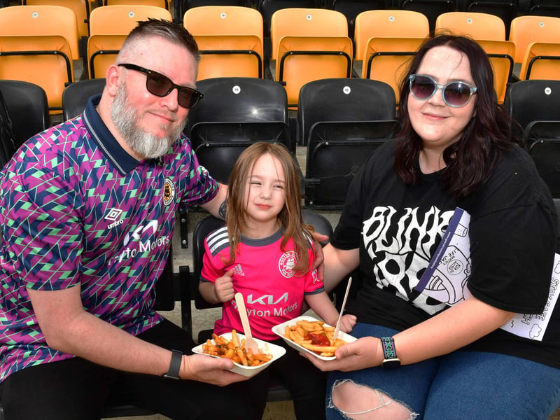 The Mulliss Family having a food break: From left, Grahame, Jess and Lauren.