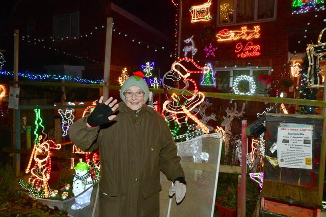 Elmtree Road home owner, Jacky Cooper and her lights. Photo: David Dawson