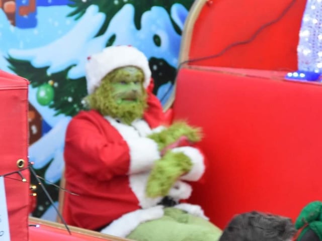 The Grinch arrives at the Hildreds Centre in Skegness.