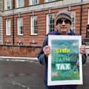 Saxilby farmer Ian Willox outside Lincolnshire County Hall, marking a day of protest by farmers
