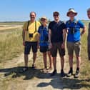 Pictured (from left) Daniel Cimiotti, Melanie Theel and Sebastian Blüm (all from NABU), and John Badley and Leigh Lock (from RSPB). Picture: Wez Smith (RSPB).