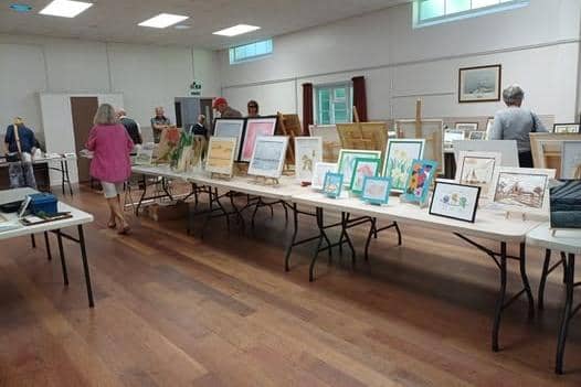 A display of work by members of the Painting For Pleasure art group in Woodhall Spa.