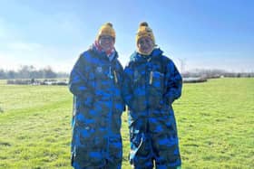 Nicola and Frances getting ready for the Winter Swimming World Championships