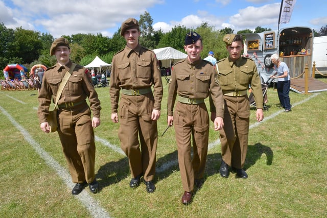 Wartime re-enactors. L-R James Faver, Tom Grooby and Josh Hammerton of Sleaford, Janek Scrowston of Pocklington