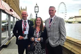 Pictured (from left) Steve Martin, Joanne Quigley and Aaron Cooper with their awards.