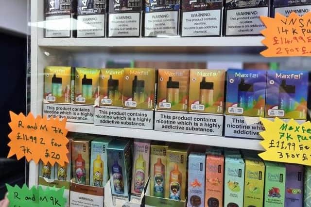 Vapes seized at Skegness Mini Market. Photo: Lincs Police
