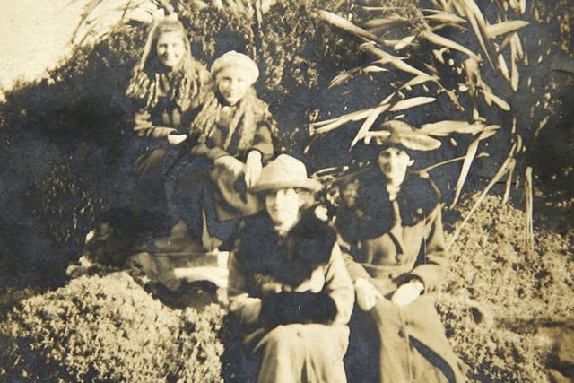 Best friends Frances Griffiths, top left, and Mary Anderson on a day out with relatives.