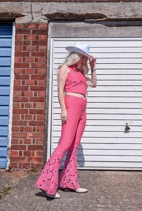 Amy Crook's homemade Barbie cosplay costume.