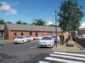 Artist's impression of the outside of Skegness railway station after its transformation.