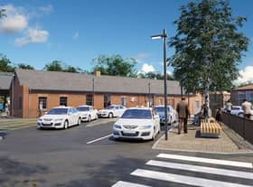 Artist's impression of the outside of Skegness railway station after its transformation.