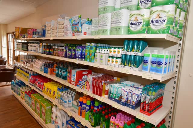Surplus groceries available for hard up families.