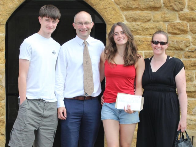 Happy families on A Level results day at Caistor Grammar School.