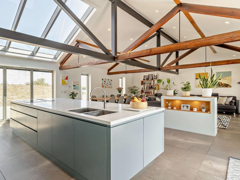 The open-plan kitchen and living area.