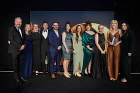 Colleagues from Kirton Primary School, Education Establishment of the Year, with host comedian Hal Cruttendon.