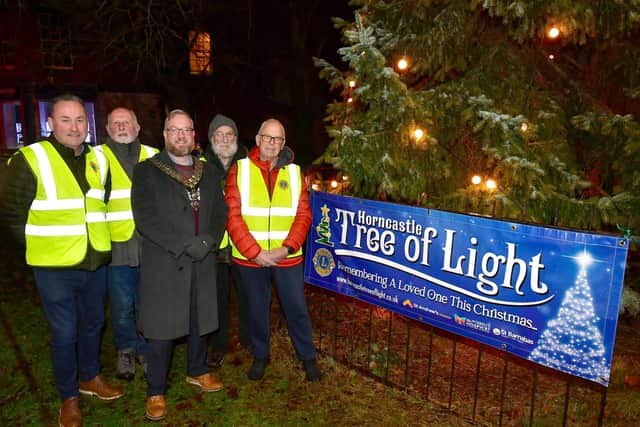 The previous Mayor of Horncastle, Coun Matt Wilkinson, with members of Horncastle and District Lions Club at last year's switching-on event. (PHOTO BY: D.R. Dawson Photography)