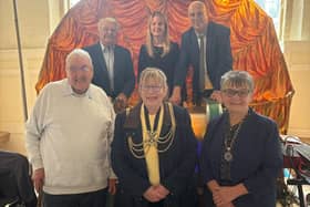 Image: From back L-R: Keith Feary, Cllr Sarah Sharpe, Steve Greenhough, front L-R: Brian Golland, Mayor, Cllr Helen Staples and Mayoress, Jennifer Oglesbee at the launch of the Dance again to Diggins Exhibition