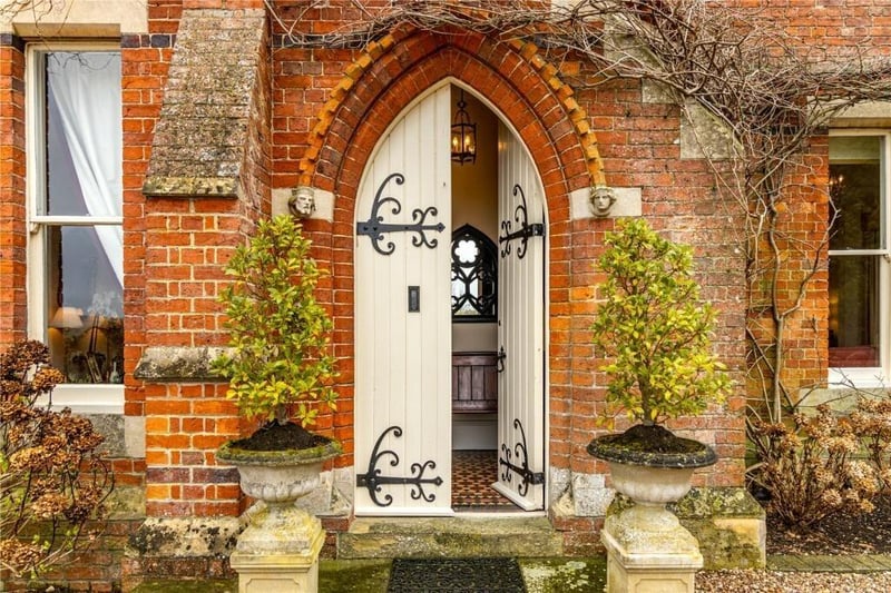 The striking front door to the home.