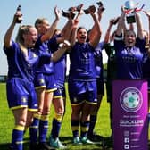 Gainsborough Trinity U16 Women celebrate their cup victory.