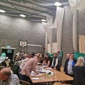 Skegness area councillors keep a watchful eye over the election count for East Lindsey.