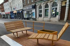The controversial parklets from the Active Travel Scheme.