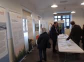 Residents consider the plans for the Springwell Solar Farm in Blankney Old School.