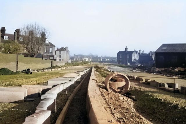 The construction of John Adams Way, in January 1977.