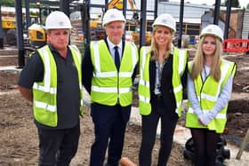 Gelder Group site manager Craig Elston; WLDC leader Coun Trevor Young, WLDC director of Planning, Regeneration and Communities Sally Grindrod-Smith and Claudia Selby.