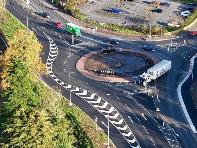 An aerial shot of the completed Marsh Lane roundabout works.