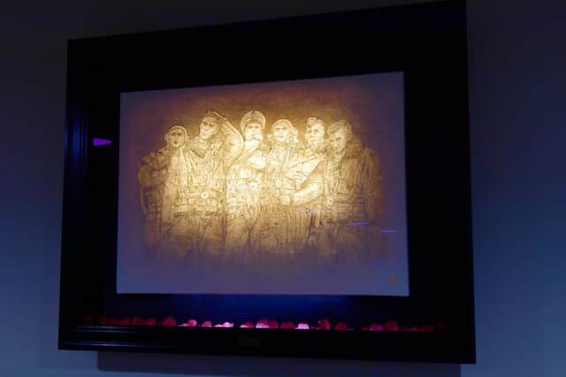 The striking painting of a bomber crew, dedicated to the courage of RAF Bomber Command in the Second World War. (PHOTO BY: D.R. Dawson Photography)