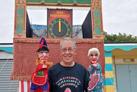 Prof Paul Douglas and his Punch and Judy show.