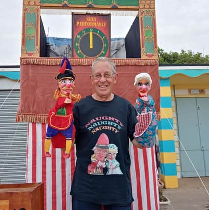 Prof Paul Douglas and his Punch and Judy show.