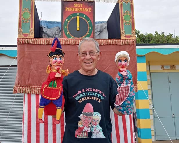 Prof Paul Douglas and his Punch and Judy show.