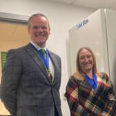 the Deputy Mayor and Deputy Mayoress of Louth visit Specsavers Louth for World Hearing Day