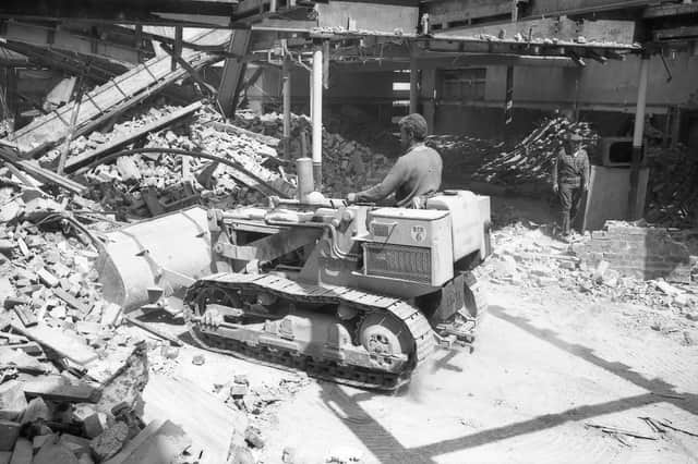 Demolition work in Strait Bargate, Boston, 60 years ago.