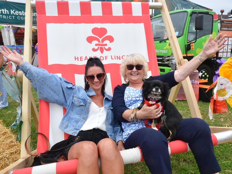 L-R Kate Leedle of Boston and Linda Whitney of Great Hale with dog, Sassy