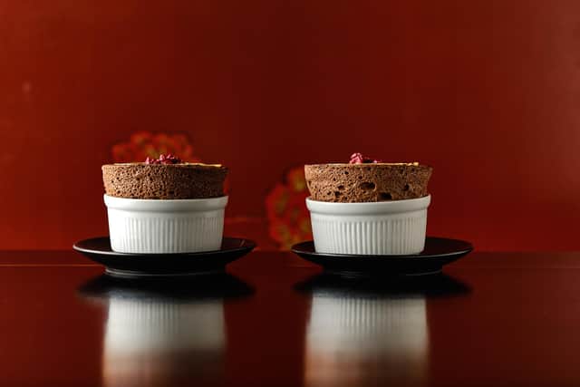 Indulgence was the word when it came to the chocolate and hibiscus soufflé dessert. Image: Hakkasan
