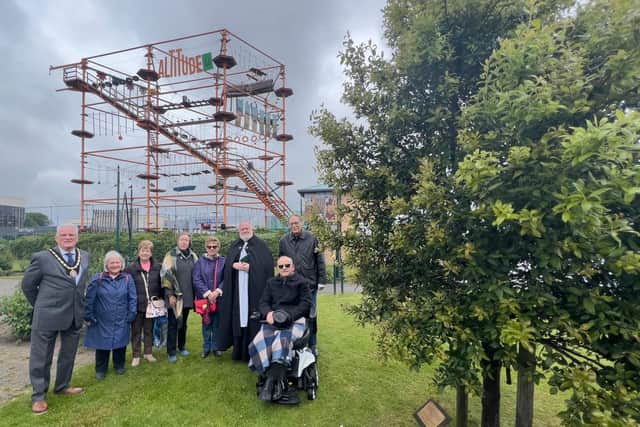 Guests from Bad Gandersheim at the blessing of the Twinning Association memorial tree in Skegness.