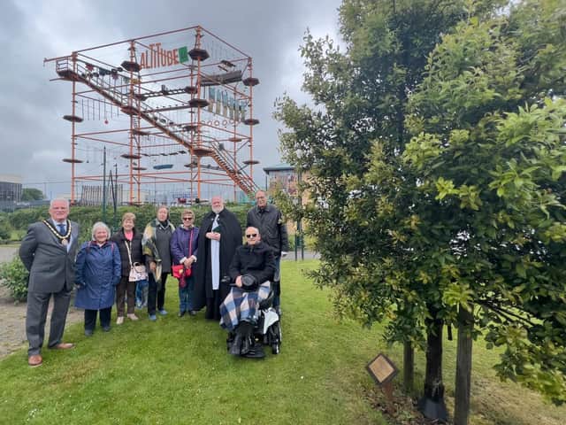 Guests from Bad Gandersheim at the blessing of the Twinning Association memorial tree in Skegness.